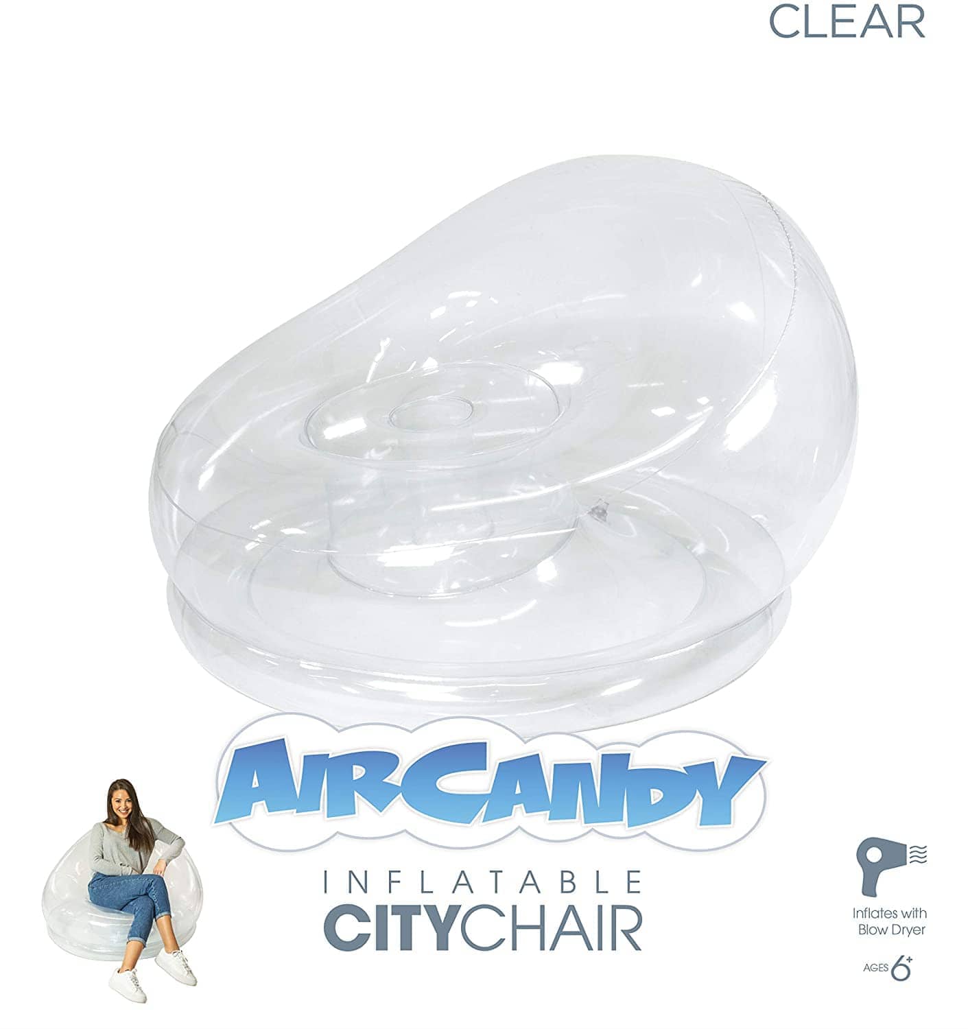 PoolCandy – wholesale Chair – AirCandy Inflatable Chair - Clear2