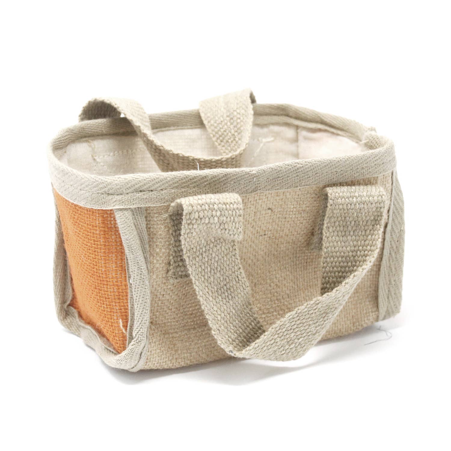 AW Artisan - Wholesale Storage Bin - Small jute basket - 16x10x12cm - Orange0