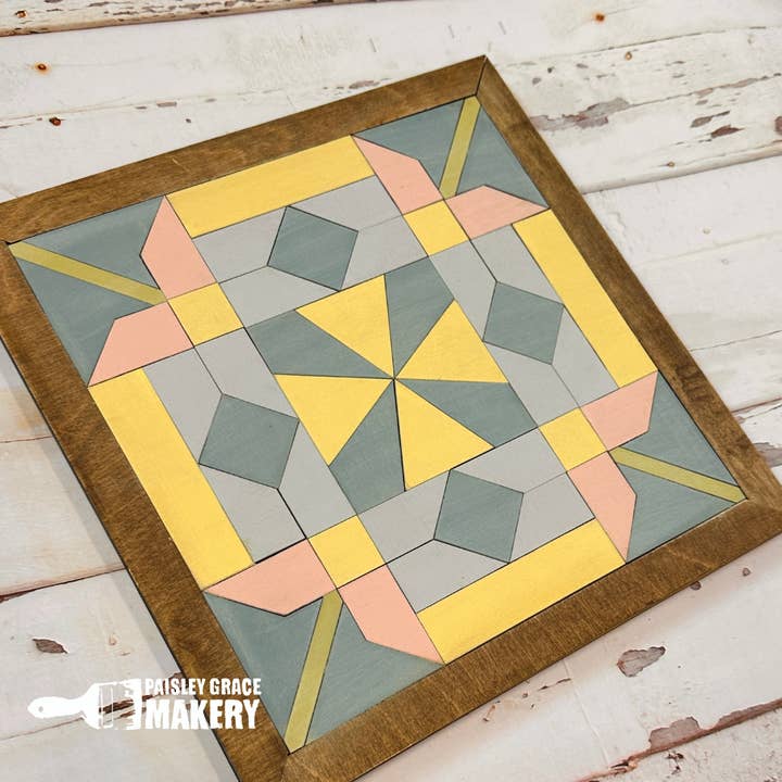 Spring Inspired Wood Barn Quilt 10.5" P03512 for wholesale by Paisley Grace Makery