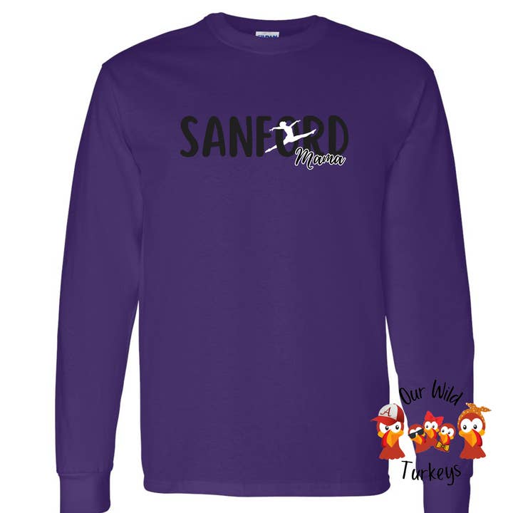 Sanford Academy Custom Purple Crewneck with Custom Back for wholesale by Our Wild Turkeys