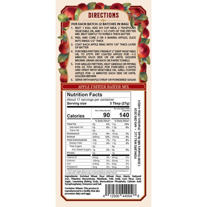 Fowler's Mill - Wholesale Cake Mix - Apple Fritter Mix1