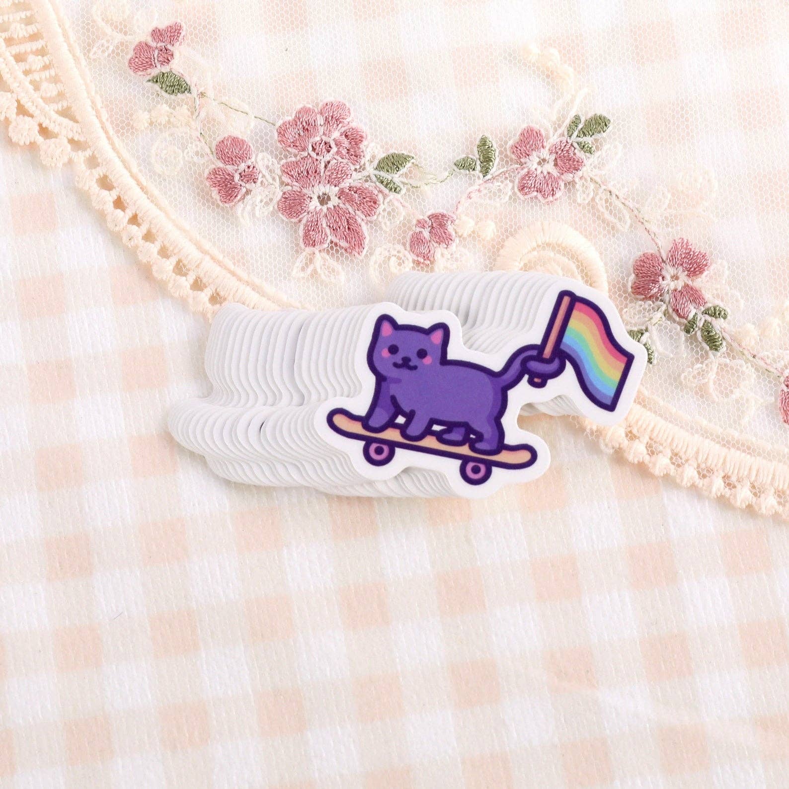 Mona Mauve • Silly Art! - Vendita all'ingrosso Tatuaggi temporanei - Tatuaggio Temporaneo Gatto LGBTQ+ Pride3