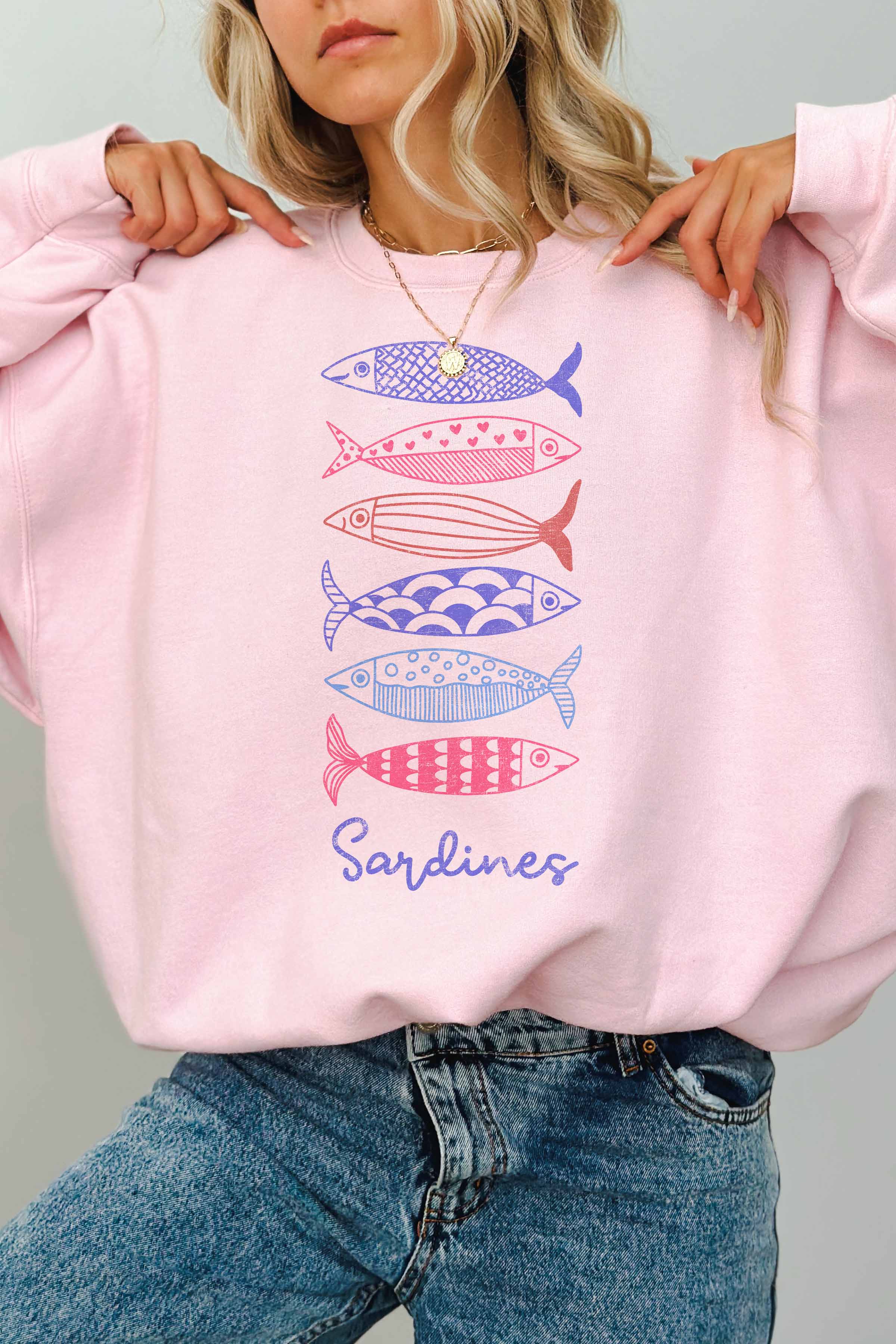 GOOD DAY STREET - Wholesale Graphic Sweatshirt - Women's - [G2079X-OSS]-SARDINES OVERSIZED SWEATSHIRTS2