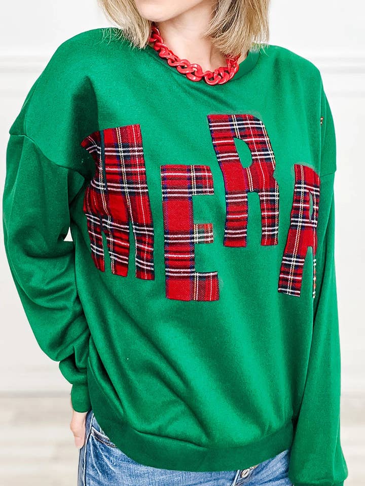 Lovesoft - Wholesale Graphic sweatshirt – Women’s - White Plaid MERRY Christmas Vacation Sweatshirt3