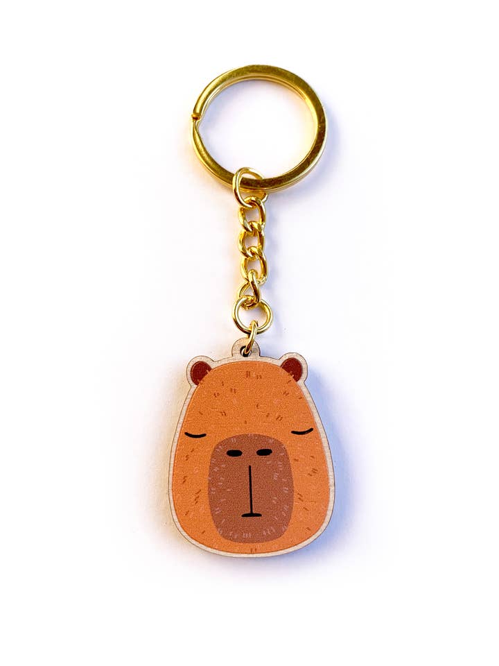 Capybara Wooden Key Ring for wholesale by Tom Hardwick