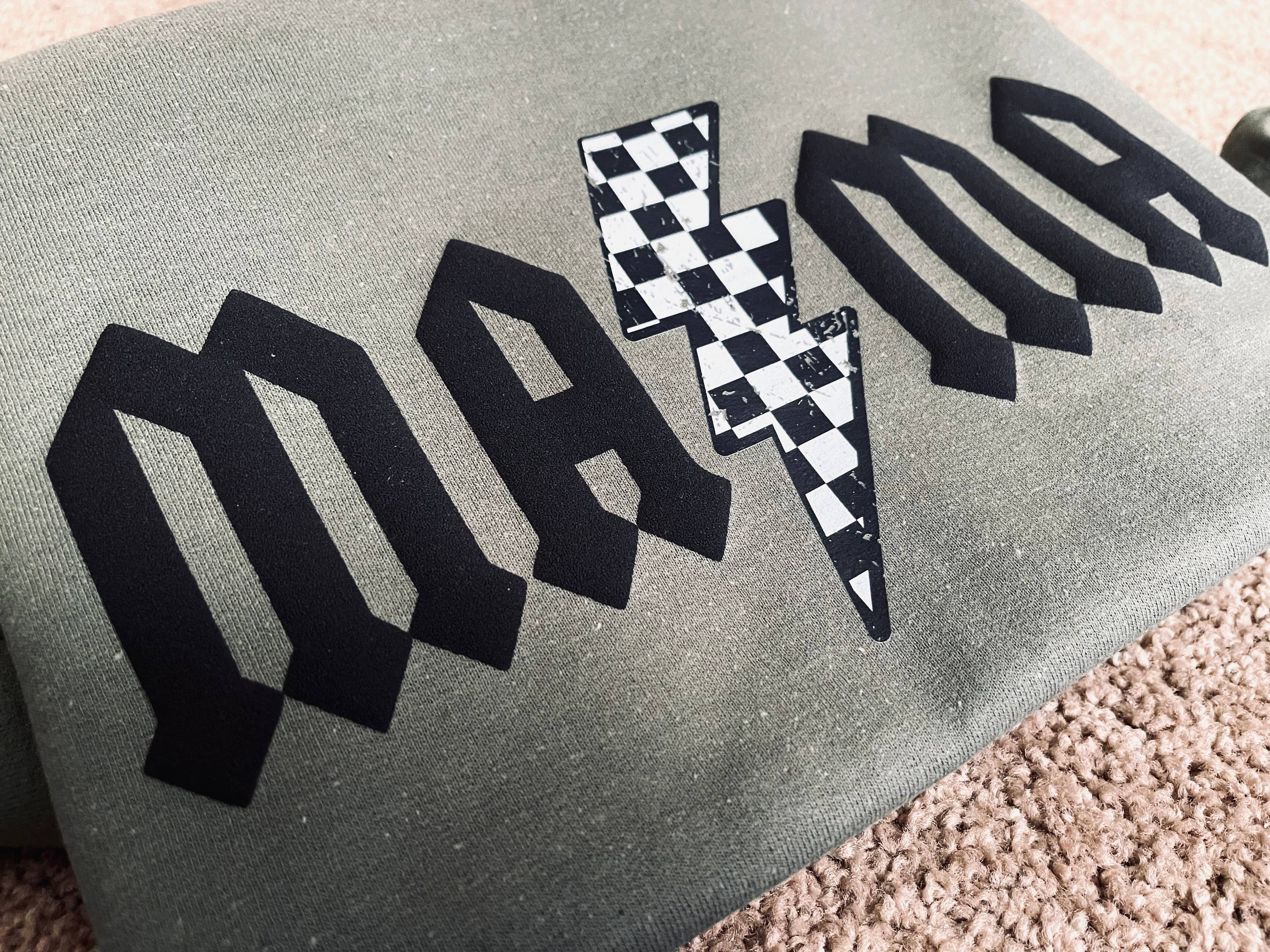 Davis Designs - Wholesale Graphic Sweatshirt - Women's - MA MA puff and checkered crewneck sweatshirt1