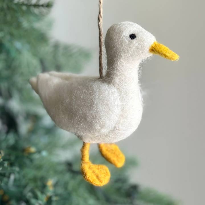 Filt Ornament - White Duck for engroshandel hos Ganapati