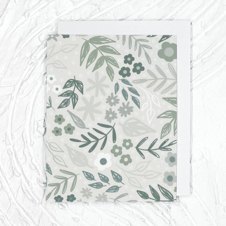 Floral Greeting Card. Blank Greeting Card. A2 Greeting Card. Card with Envelope. Green Card. for wholesale by Nolie Co