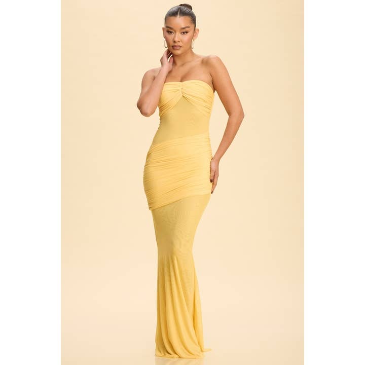 MAXI-JURK MET MESH DRAPERING voor wholesale door Luxxel