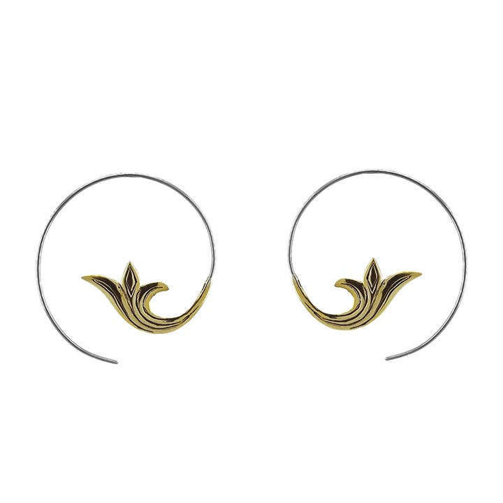 SITA - Wholesale Hoop Earrings - Solid Brass Flower Spiral Hoop