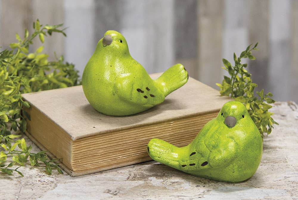 The Hearthside Collection - Vente Décorations de table - Objet de table décoratif en forme d'oiseau craquelé vert1