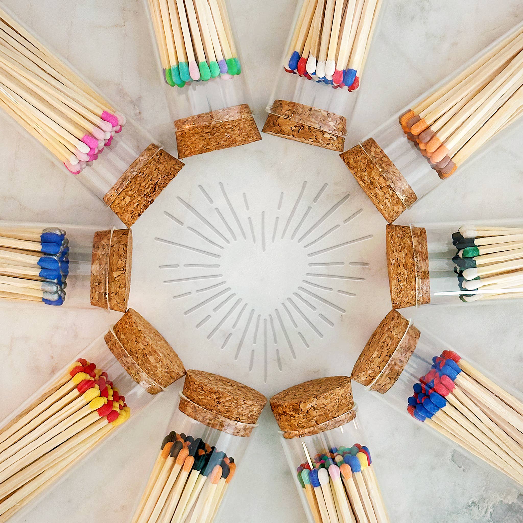 Thankful Greetings - Wholesale Matches - 4" Matches in Chic Cork Top Jar - Colors of Your Choice9