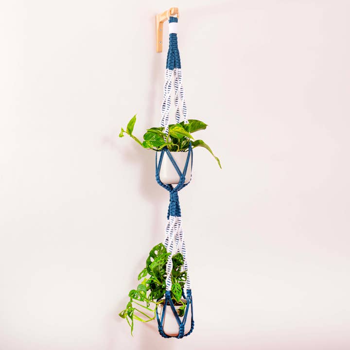 Double Macrame Plant Hanger - Dual Colour for wholesale by Cotton and Leaf