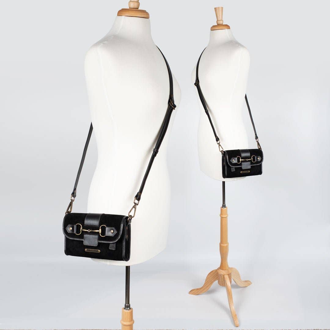 URBAN-EQUESTRIAN - Wholesale Crossbody Bag - Women's - Dalton - Horse Bit Crossbody Luxury Leather Handbag in Black on Black9