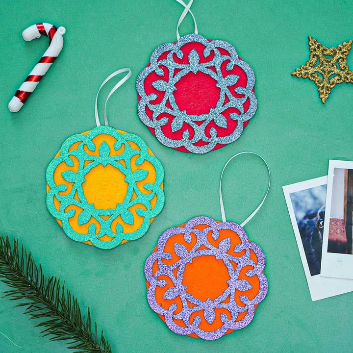 Glitter Ornaments Combo Felt Christmas Ornament | Set of 3 for wholesale by Zwende