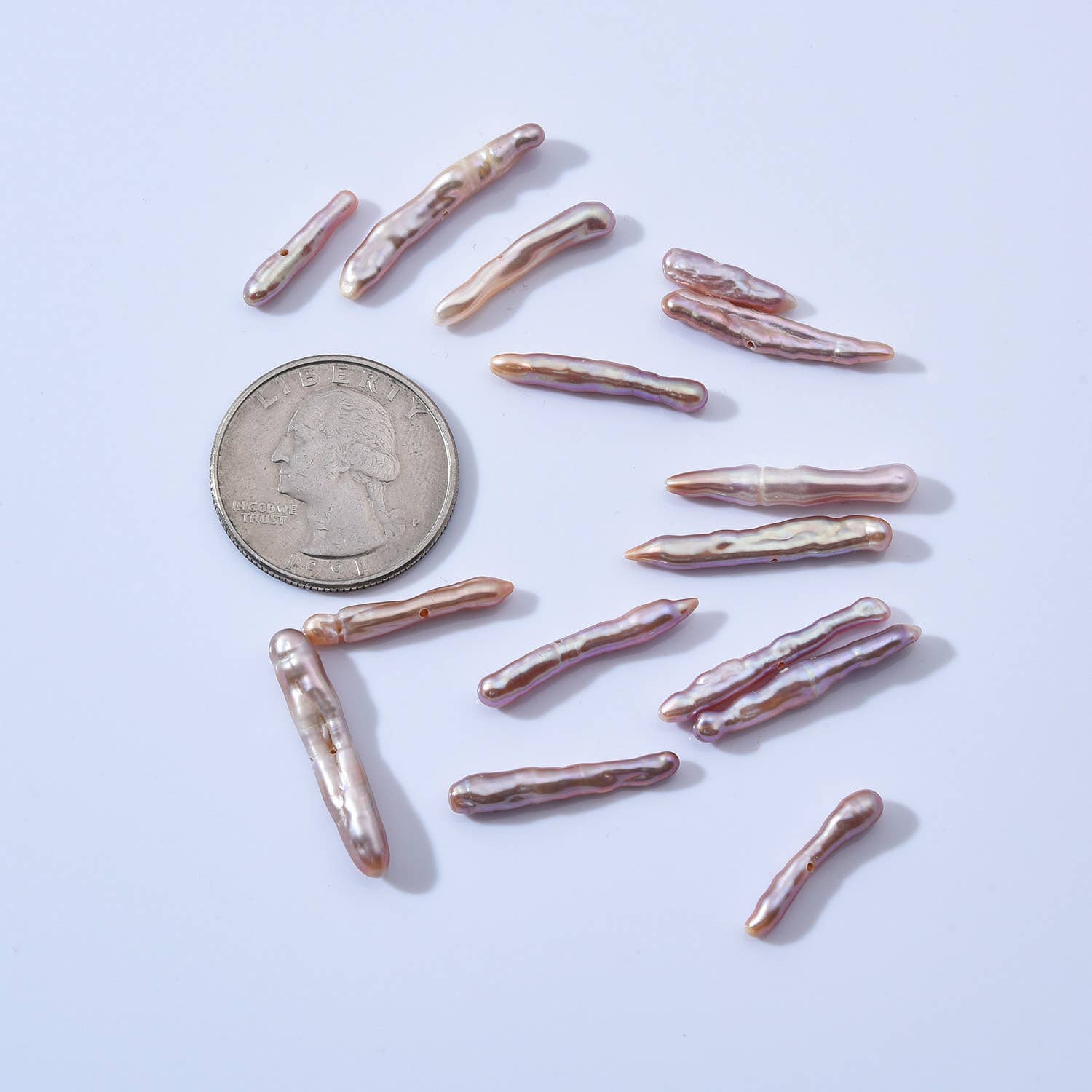 Beads Creation – wholesale Beads – Center Drill Bar Pearl Freshwater Pearls, Biwa Pearl, FWP0105