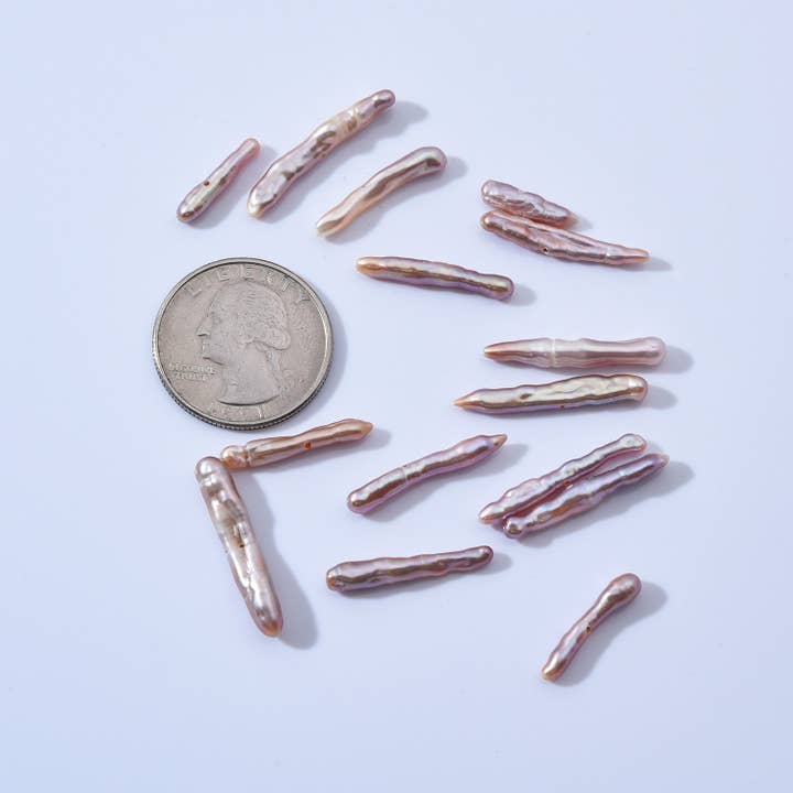 Beads Creation – wholesale Beads – Center Drill Bar Pearl Freshwater Pearls, Biwa Pearl, FWP0105