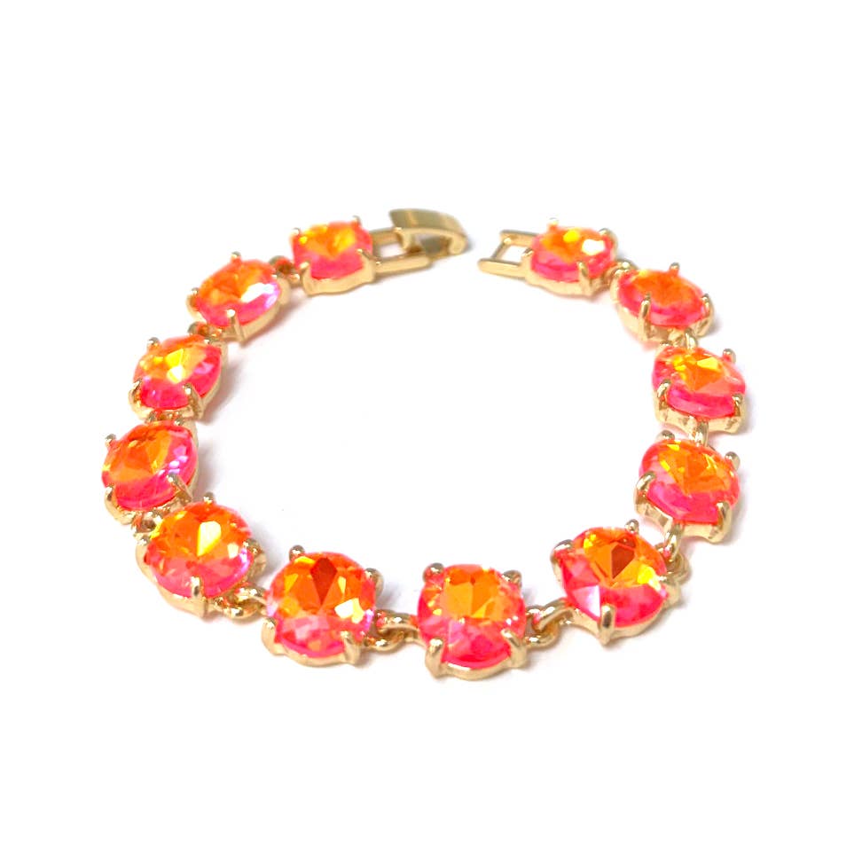 StarryNYC - Wholesale Link & Chain Bracelet - Neon Round Cushion Cut Crystal Glass Linked Bracelet2