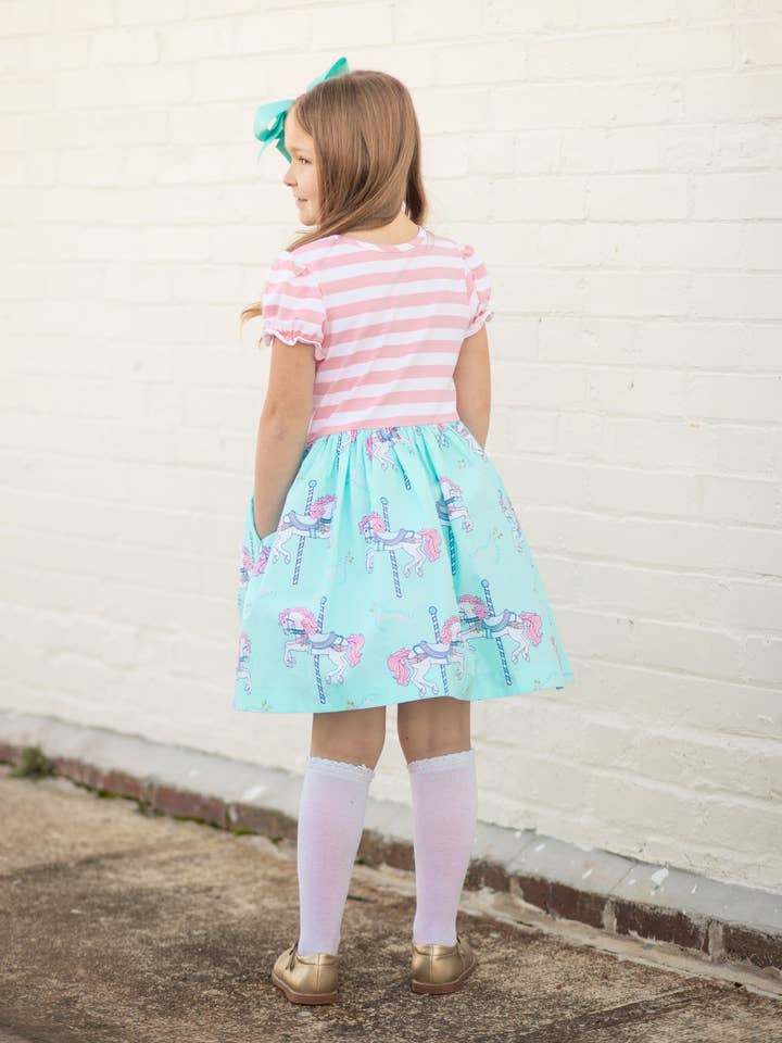 Posh Pickle - Wholesale Dress - Kids - Carousel Short Sleeved Swing Dress4