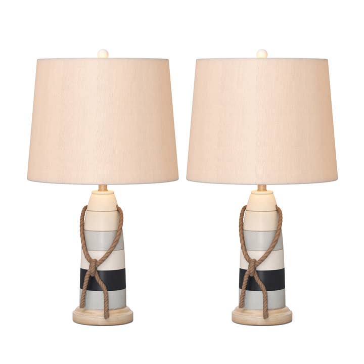 Tri color Buoy Poly Coastal Table Lamps, 3-Way Switch (Set Of 2) for wholesale on Faire
