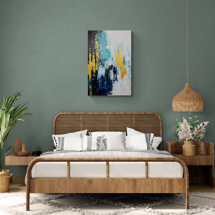 Textured Collective - Venta al por mayor Pintura/dibujo - Pintura abstracta azul y dorada | Pintura acrílica sobre lienzo