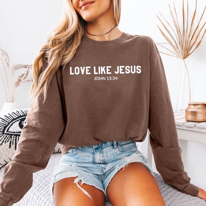 Verita Culture - Wholesale Screen Printed T-Shirt - Women's - Comfort Colors Love Like Jesus Christian Long Sleeve Shirt1