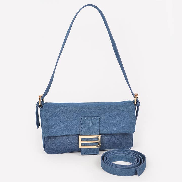 Women's Denim Metal Buckle Clutch Bag for wholesale by 3AM BY H&D ACCESSORIES