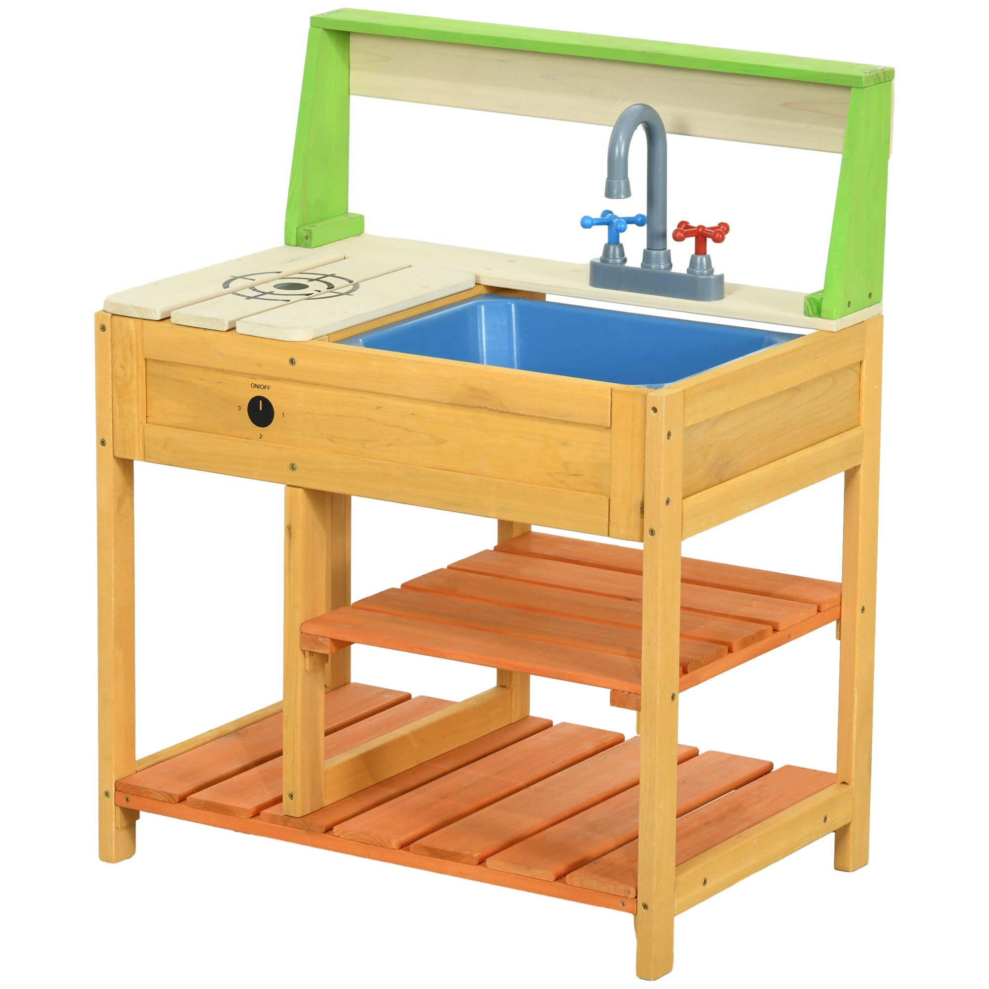 39F Inc. - Wholesale Toy Set - Kids - Wooden Outdoor Mud Kitchen Playset with Sink and Faucet2