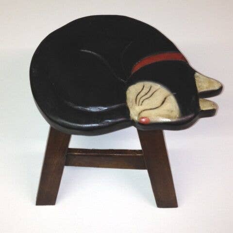 Stool, Sleeping Kitty Cat, Tuxedo for wholesale by Sea Island Imports, Inc.