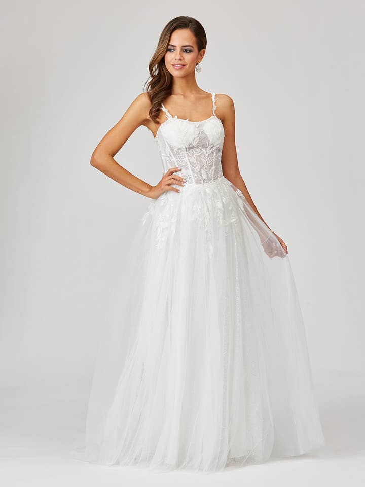 Lara 51042 - Sheer Bodice Lace Bridal Ballgown OUTLET for wholesale by Lara New York