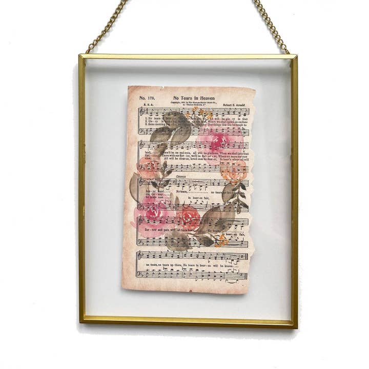 Watercolor Floral Hymn Print- "No Tears In Heaven" for wholesale by Due To Joy