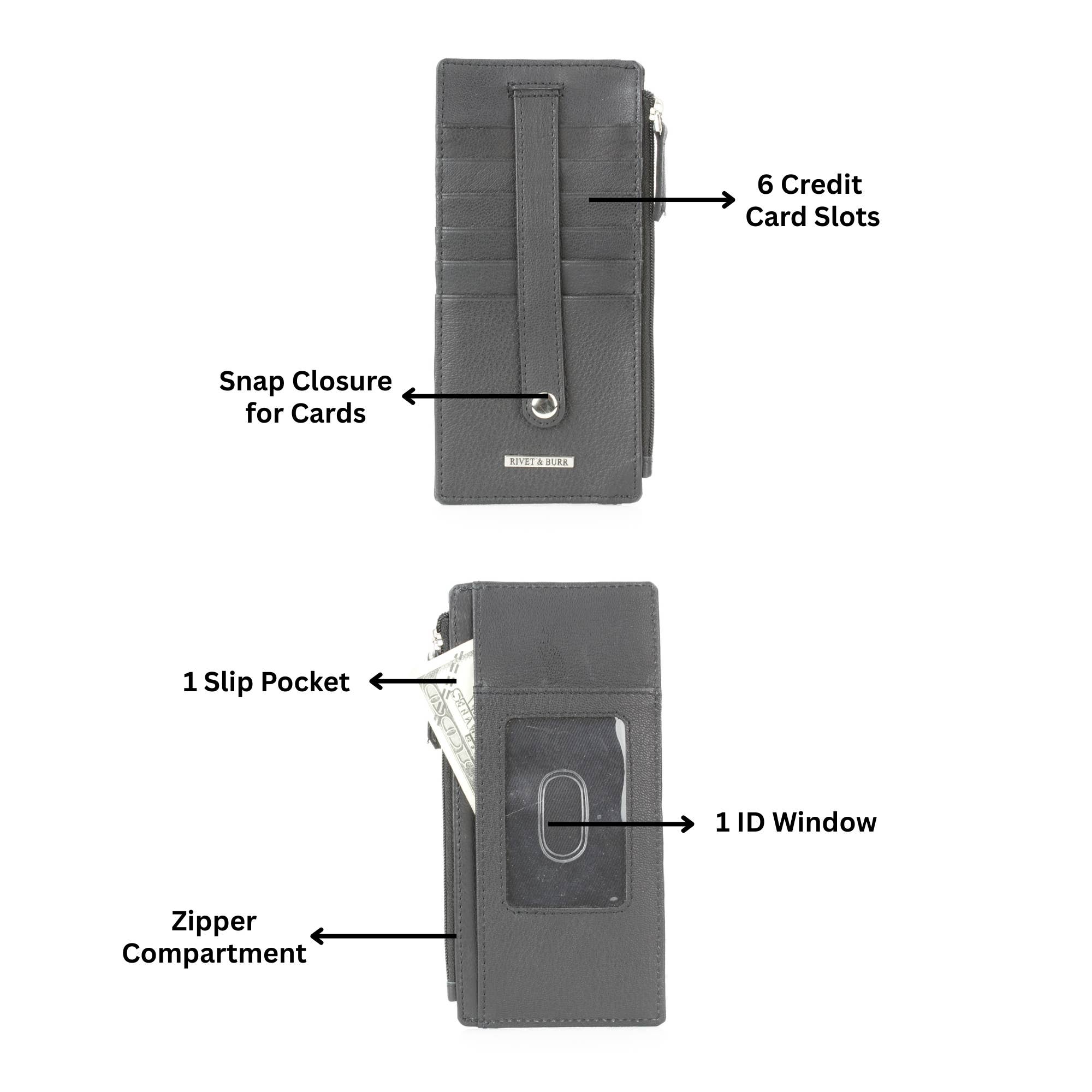 Leather Impressions Inc – Großhandel Kartenetui – Damen – Lange Lederkartenbörse mit Druckknopfverschluss RB LW 21 100324