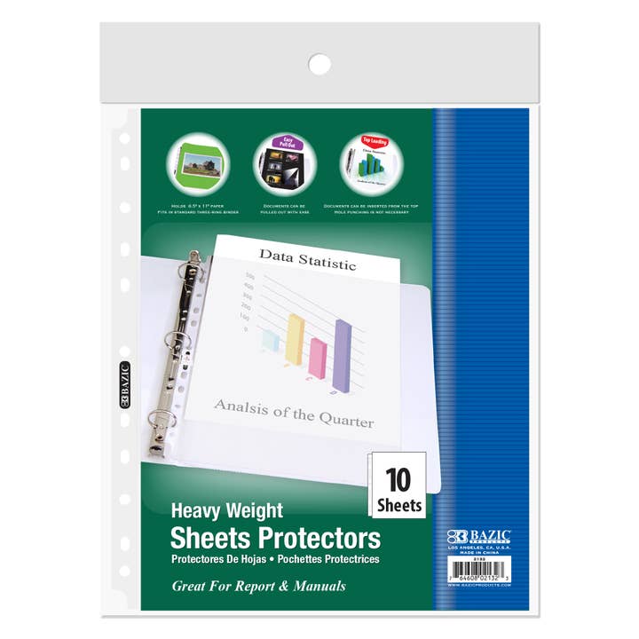 Sheet Protectors Heavy Weight Top Loading (10/Pack) for wholesale by BAZIC Products