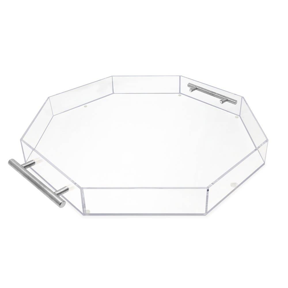Isaac Jacobs International - Wholesale Serving Tray - Isaac Jacobs Clear Acrylic Serving Tray with Metal Handles44