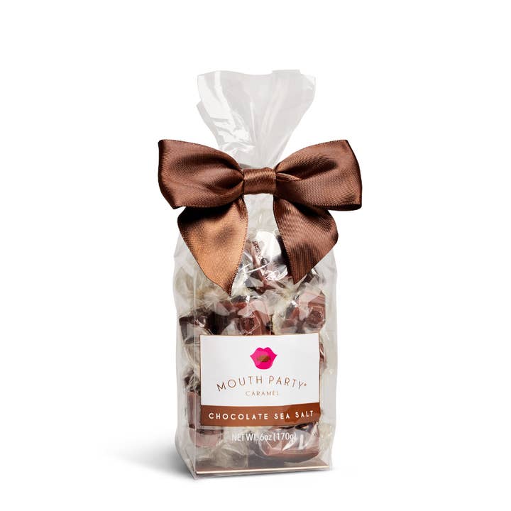 Chocolate sea salt caramel 6oz gift bag for wholesale by Mouth Party, LLC