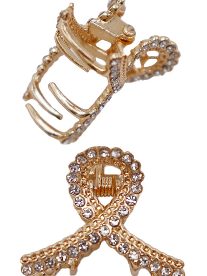 Mini Rhinestone Gold Metal Hair Claw Clips for wholesale by Cap Zone