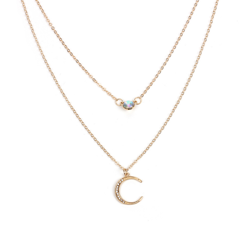 Perimade & Co. LLC - Wholesale Pendant/Charm Necklace - Dainty Sun Moon Opal Charm Layering Necklace in Solid Copper8