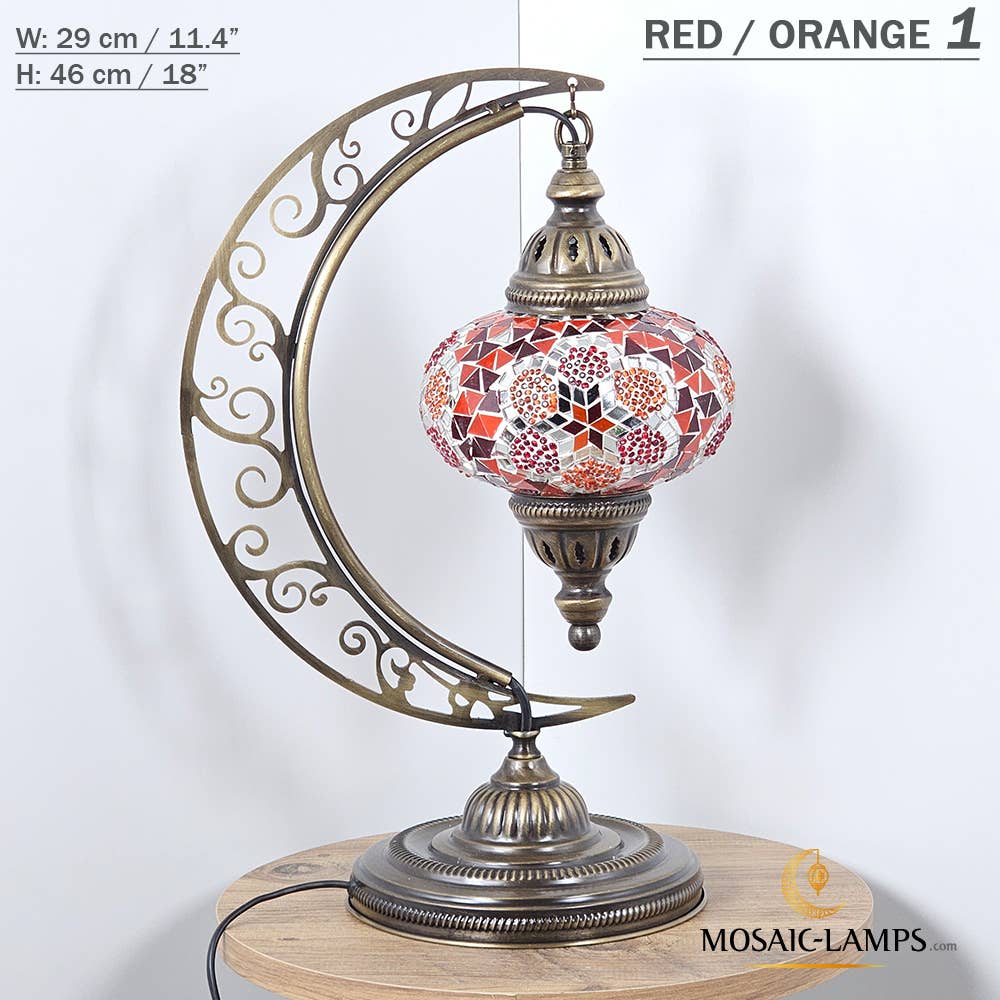Mosaic Lamps - Wholesale Accent/Desk Lamp - 10+ Colors - Moroccan Moon Table Lamp, Arc, Murano Crescent62