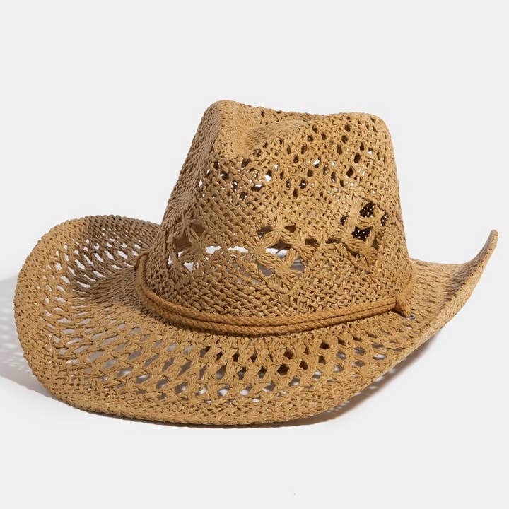 Double Strap Western Straw Hat for wholesale by Collections by Fame Accessories