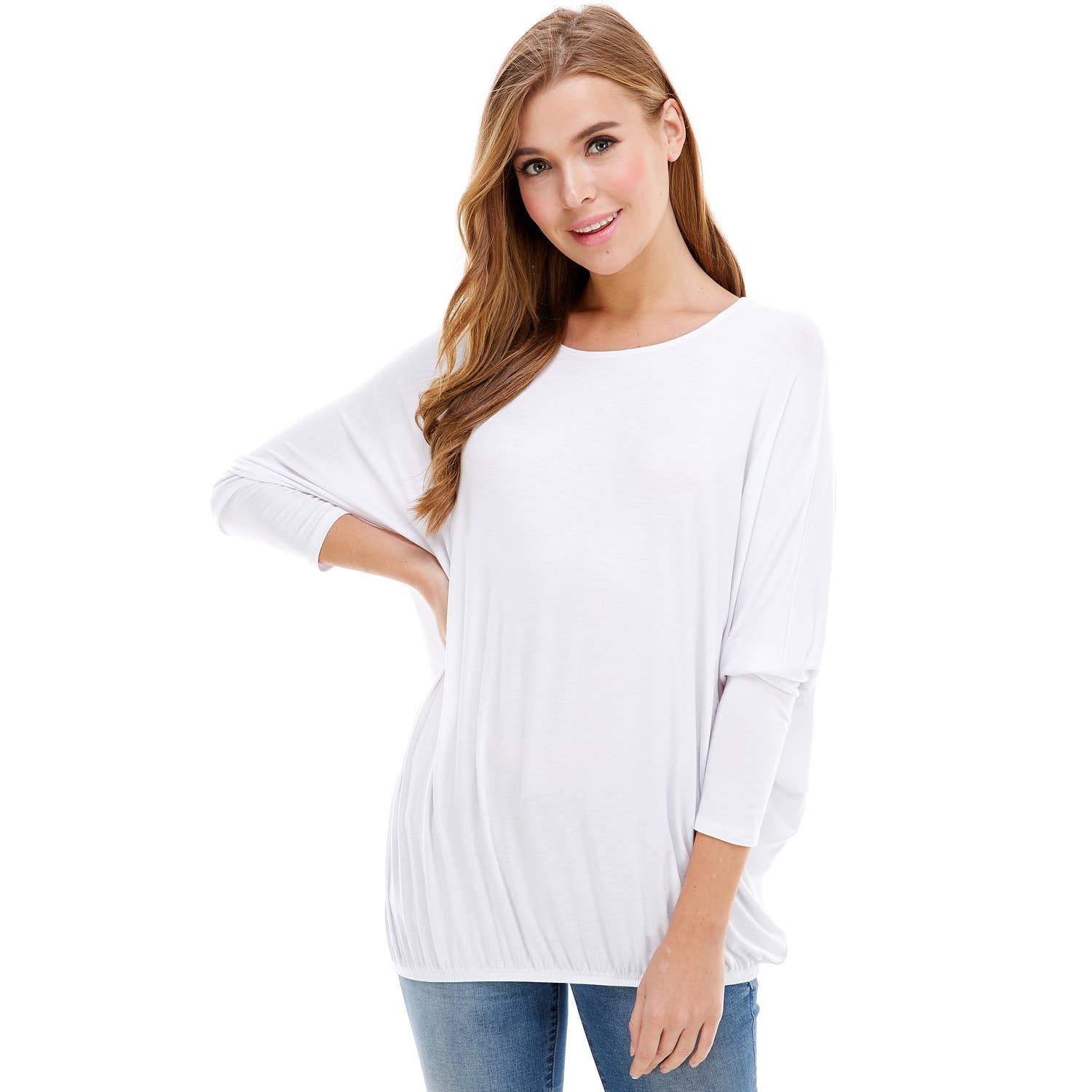 Azules Clothing - Wholesale Tunic - Women's - ATP-2309RS-DOLMAN Sleeve Elastic Bottom Hem Tunic36