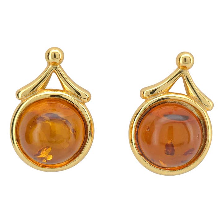 Amber Sterling Silver / 14K Gold Plated Stud Earrings for wholesale by Amberman