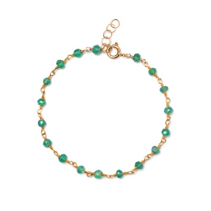 Pulseira de pedras preciosas de ônix verde por atacado de Danae