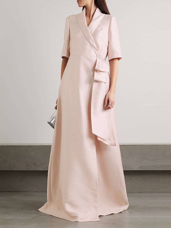 UZ Wholesale Store - Wholesale Gown - Women's - Solid Color Split-Joint Loose V-Neck Maxi Evening Dresses