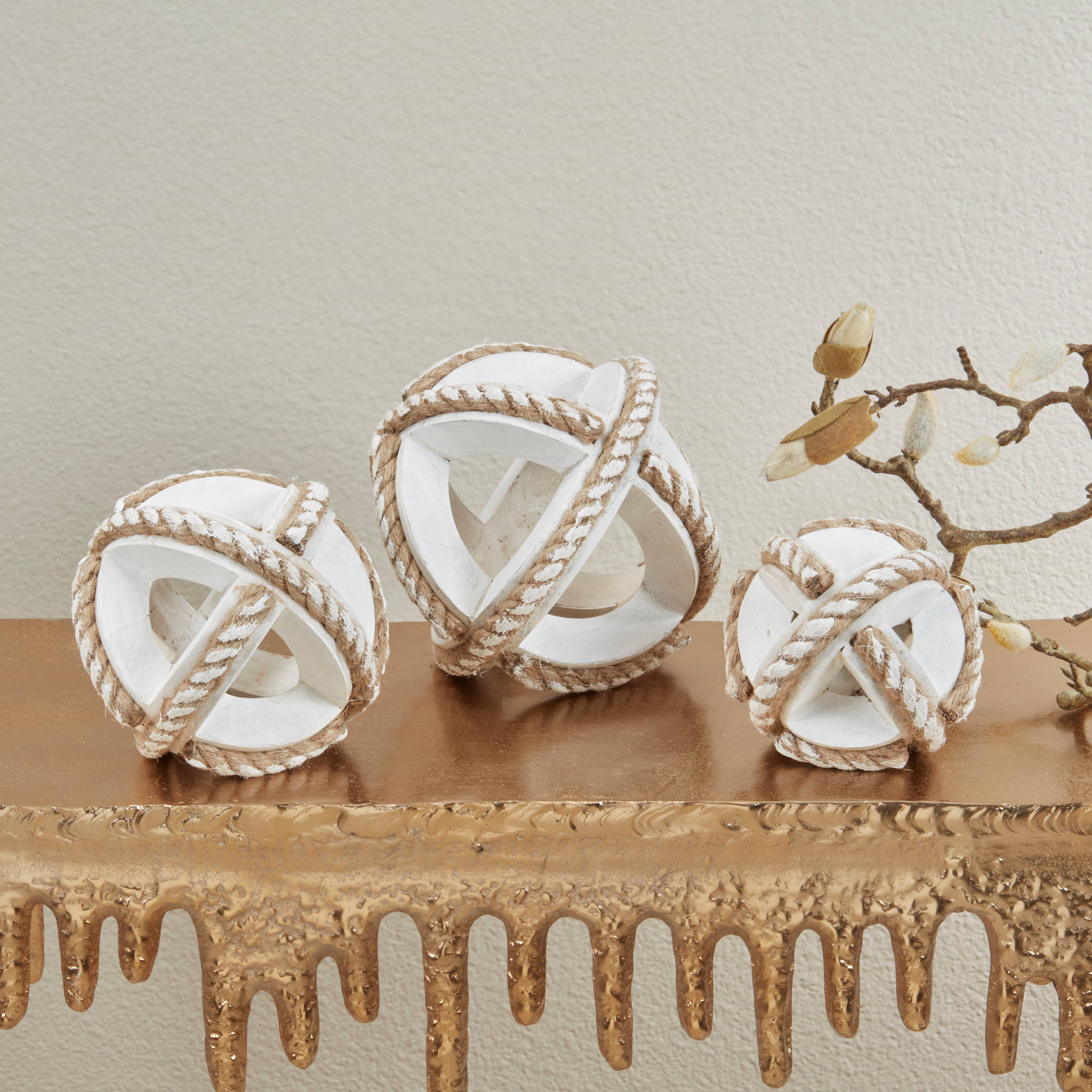 Saro Lifestyle - Wholesale Decorative Tabletop Object - Natural Wooden Rope Decorative Orb16