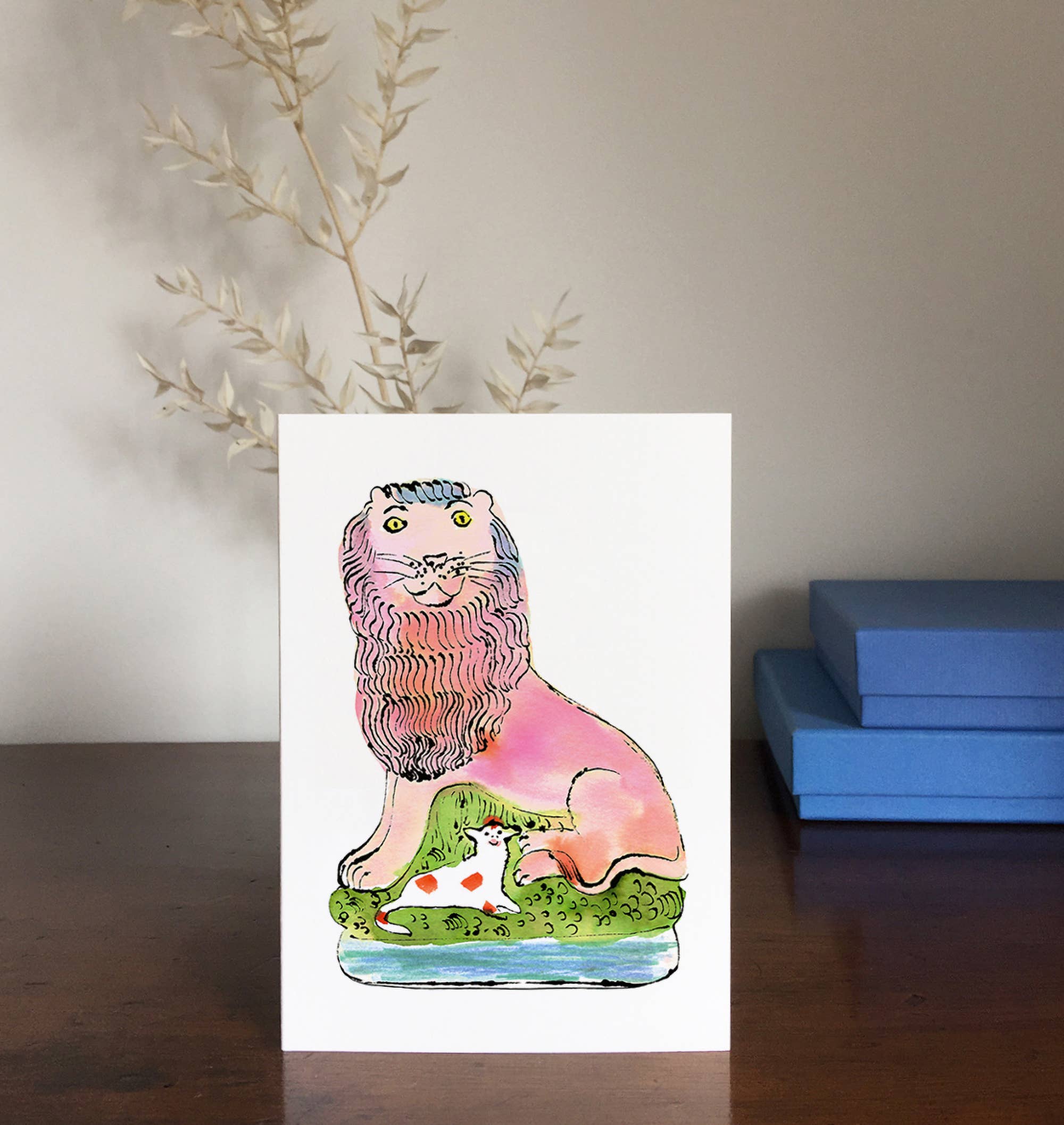 Yes! Paper Goods - Wholesale Everyday Greeting Card - Lion + Lamb Leo Staffordshire ceramic painted Everyday card1