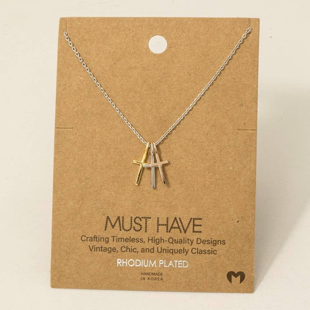 Fame Accessories - Wholesale Pendant/Charm Necklace - Triple Cross Pendant Necklace4