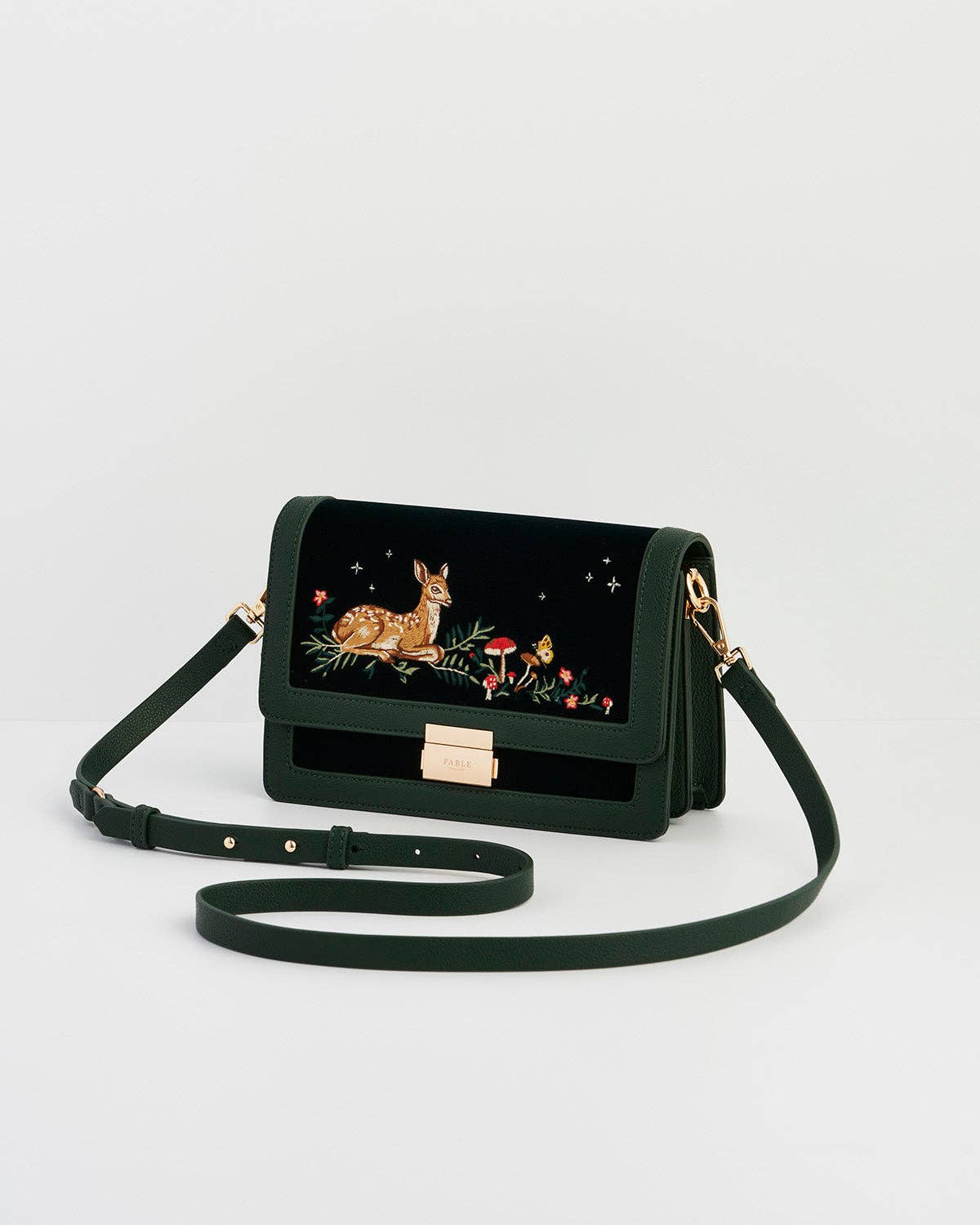 Fable England – wholesale Crossbody bag – Women's – Fawn Embroidered Green Crossbody Bag1