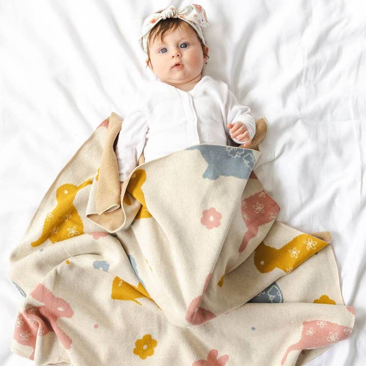 Benny Bunny Baby Blanket for wholesale by Di Lusso Living