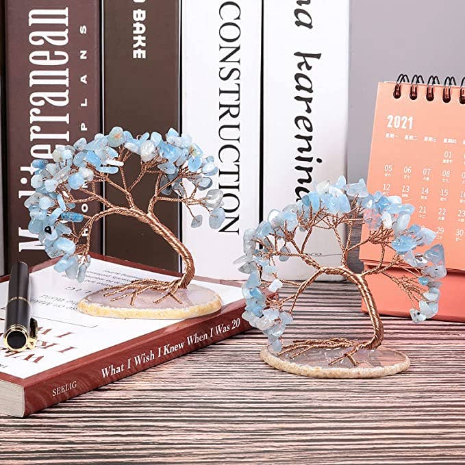 BRECK + FOX - Wholesale Decorative Tabletop Object - Aquamarine Stone Tree1