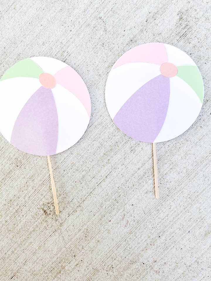 12 Pastel beach ball cupcake toppers for wholesale by A Simple Touch by Hillary